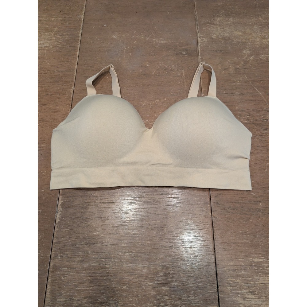Body & Bra Womens 2XL Wireless Seamless T-Shirt Bra Beige Adjustable Straps